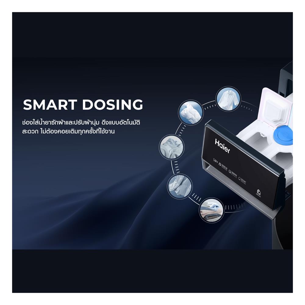 เครื่องซักอบผ้าฝาหน้า HAIER HWD140-BPD14387GNU1 14/8 กก. 1400RPM อินเวอร์เตอร์ สีฟ้าครามเข้ม