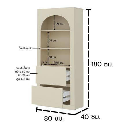 ตู้สูง บานผสม KONCEPT BLANCA 59063354 160 ซม. สีครีม_5