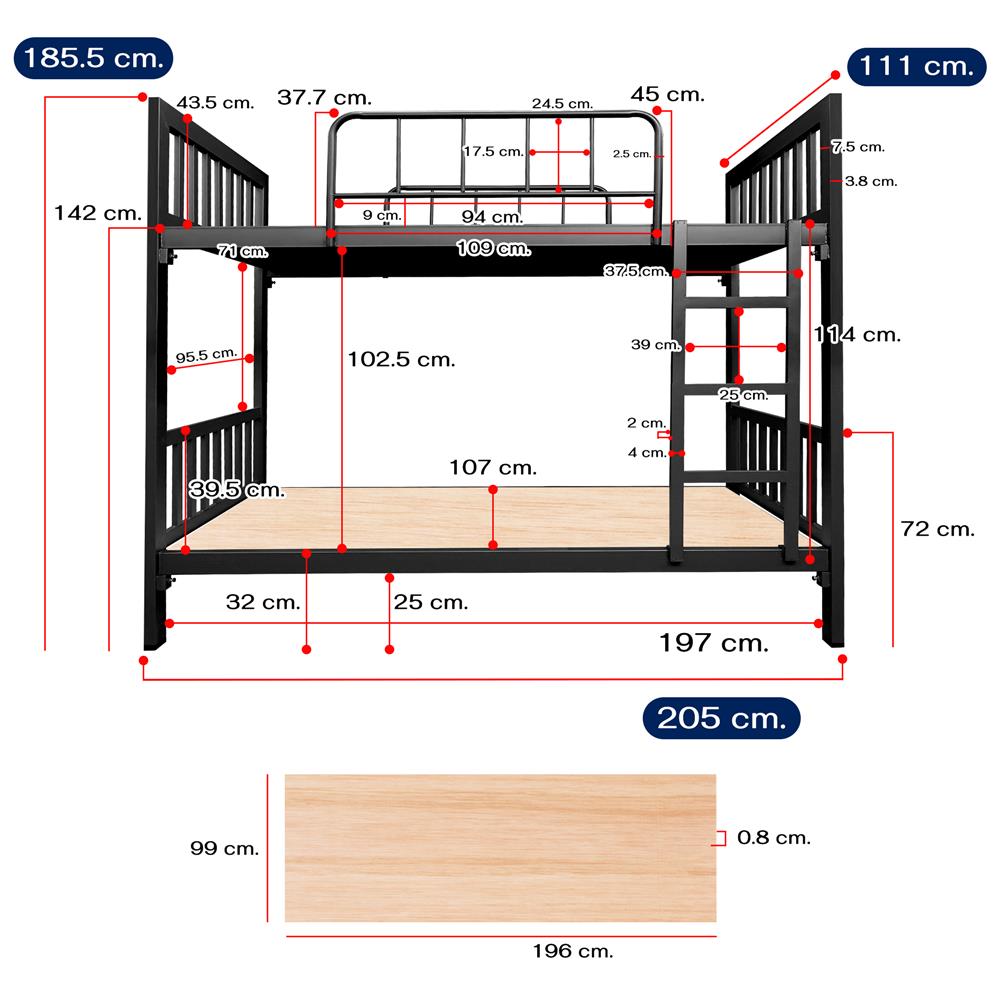 เตียง 2 ชั้น THAIBULL SST2F-TNR4-105 สีดำ
