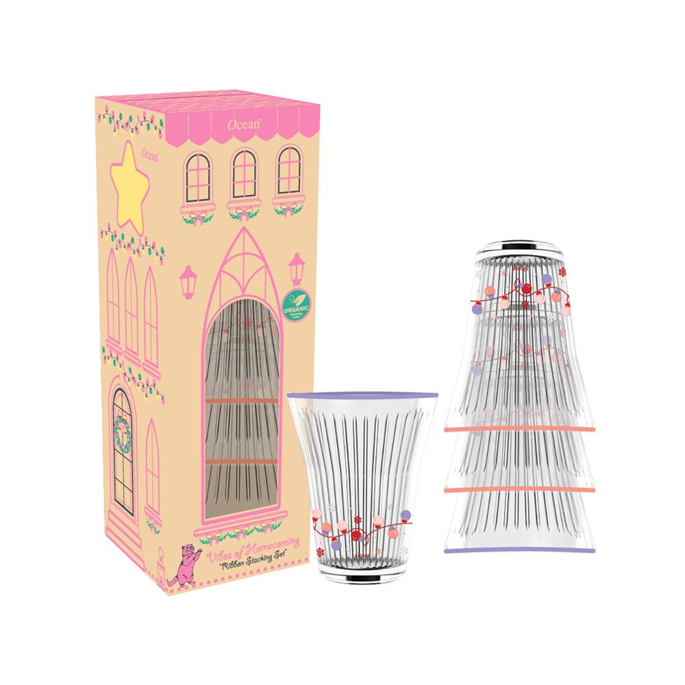 ชุดแก้วน้ำ 300 มล. OCEAN GLASS RIBBON (แพ็ก 4 ใบ)