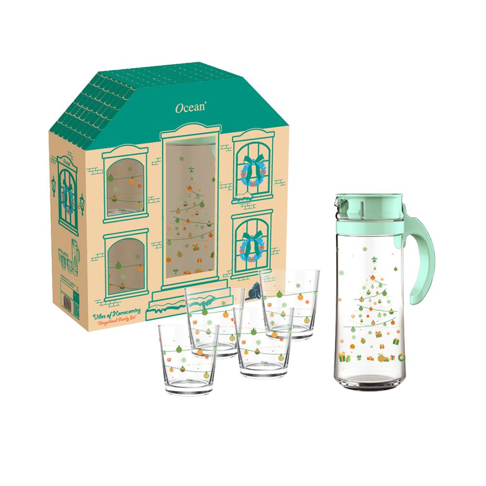 ชุดแก้วน้ำ 300 มล. และเหยือก 1.265 ลิตร OCEAN GLASS GINGERBREAD