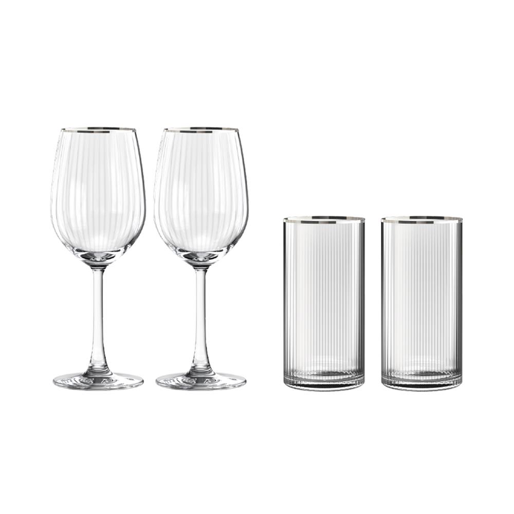 ชุดแก้วไวน์ 425 มล. และแก้วน้ำ 370 มล. OCEAN GLASS ANNIVERSARY MADISON RD PLATINUM RIMMING
