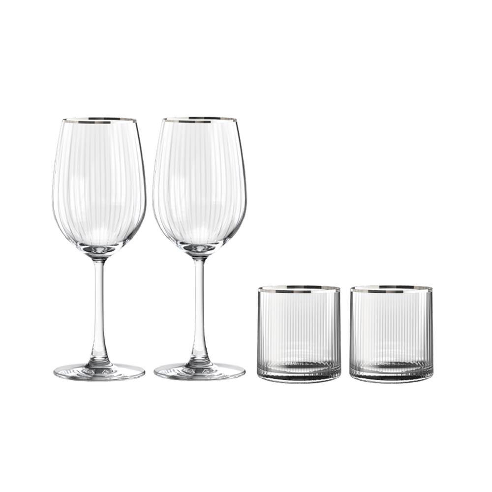 ชุดแก้วไวน์ 350 มล. และแก้วน้ำ 355 มล. OCEAN GLASS ANNIVERSARY MADISON WH PLATINUM RIMMING