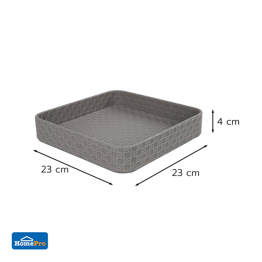 ถาด PVC KECH PETRA 23x23x4 ซม. สีเทา