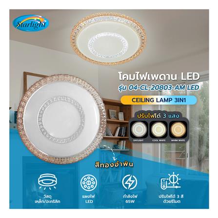 ไฟเพดาน LED STARLIGHT 04-CL-20803-AM 65 วัตต์ DAYLIGHT/COOL WHITE/WARMWHITE 19 นิ้ว สีขาว/ทอง_4