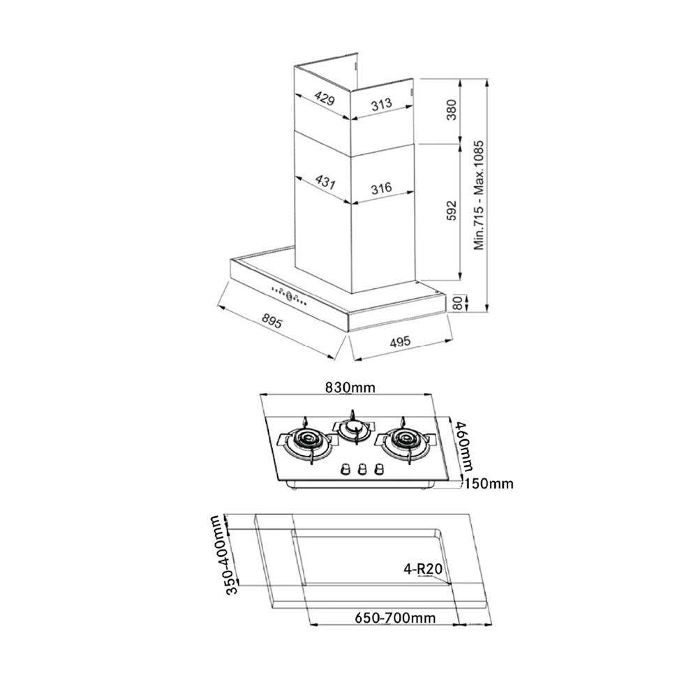 เตาฝัง+เครื่องดูดควัน FRANKE FG8318NX+FT966NX