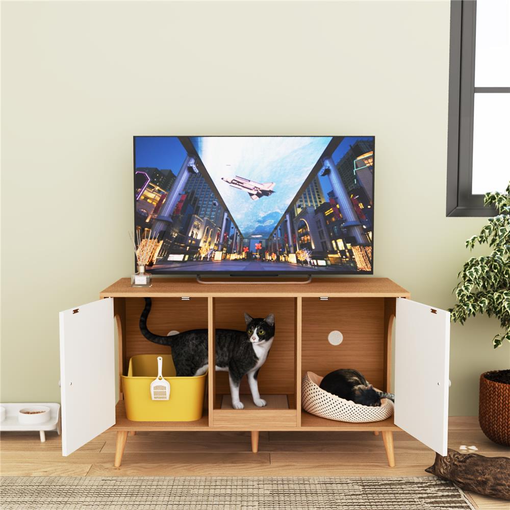 ตู้เตี้ย บานผสม TOMATO CATZ TC-CC-SB-01 110 ซม. สีโอ๊ค/ขาว