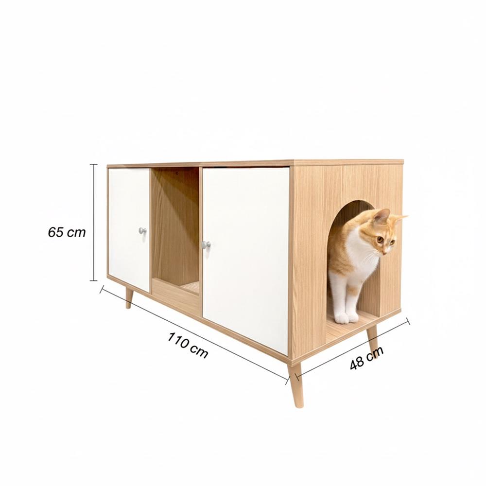 ตู้เตี้ย บานผสม TOMATO CATZ TC-CC-SB-01 110 ซม. สีโอ๊ค/ขาว