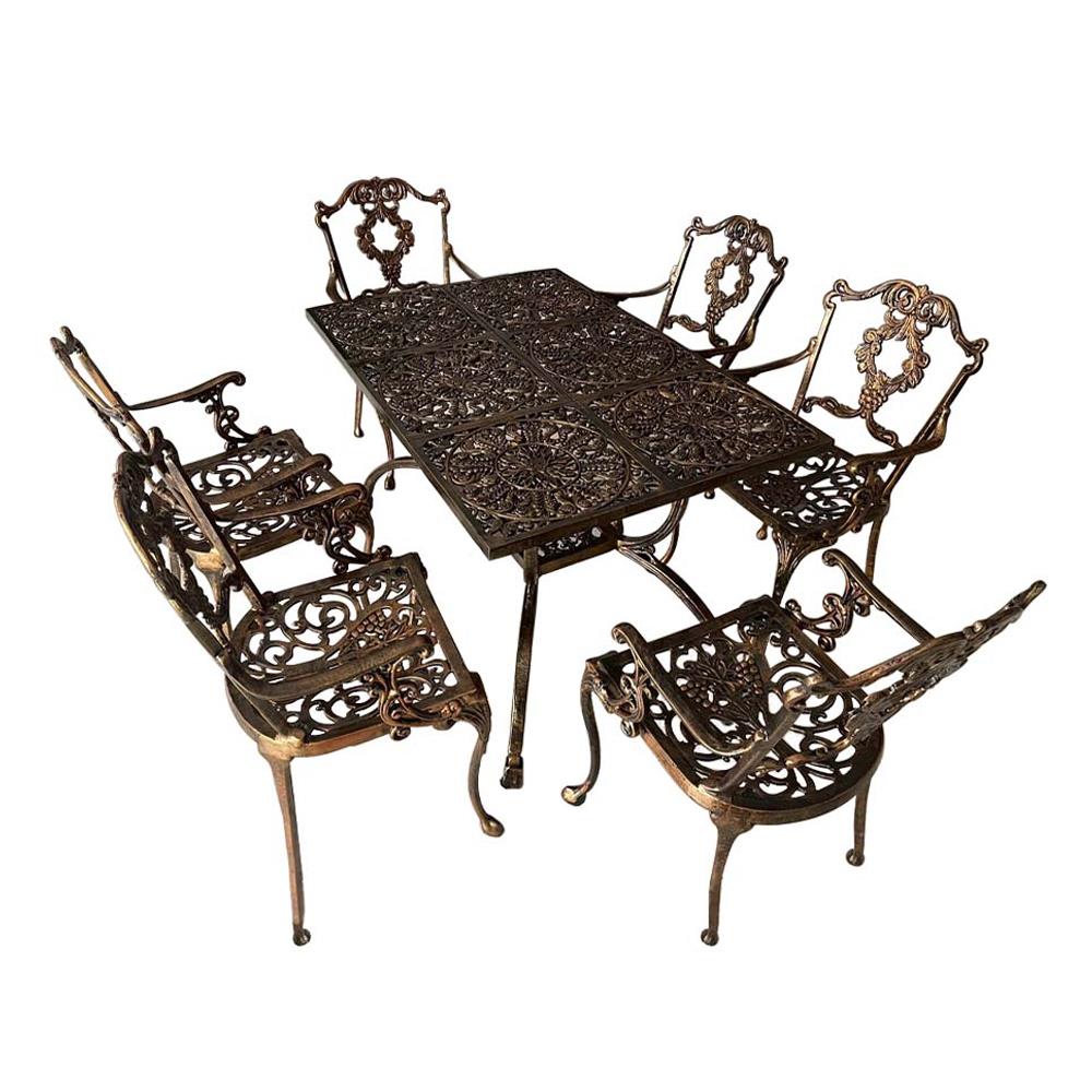 ชุดสนาม 6 ที่นั่ง AUNCHISAALLOY 114x76x70 ซม. สีทองรมดำ