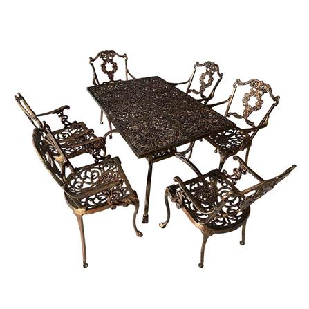 ชุดสนาม 6 ที่นั่ง AUNCHISAALLOY 114x76x70 ซม. สีทองรมดำ_0