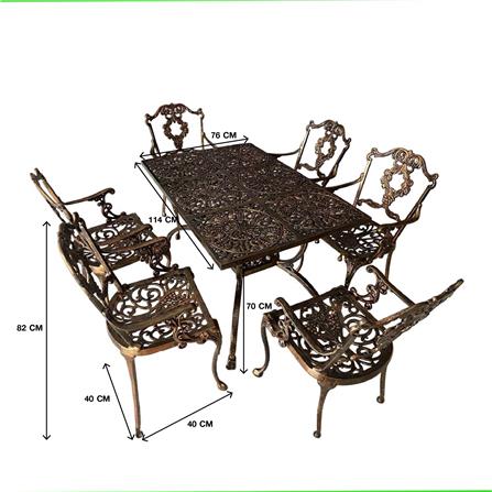 ชุดสนาม 6 ที่นั่ง AUNCHISAALLOY 114x76x70 ซม. สีทองรมดำ_2