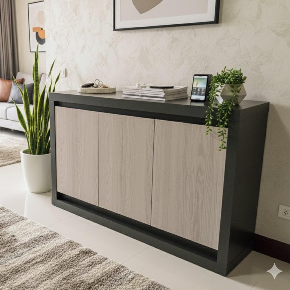 ตู้เตี้ย 3 บานเปิด TOMATO HOME TH-SB-D03 119 ซม. สีเทา