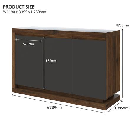 ตู้เตี้ย 3 บานเปิด TOMATO HOME TH-SB-D03 119 ซม. สีเทา_4