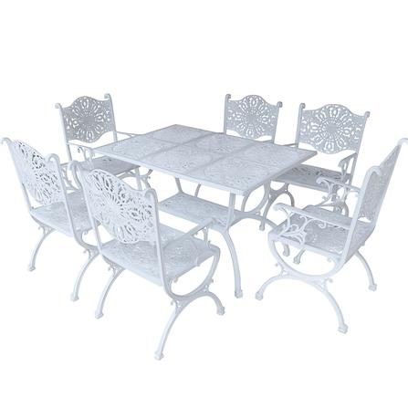 ชุดสนาม 6 ที่นั่ง AUNCHISAALLOY 114x76x70 ซม. สีขาว_0