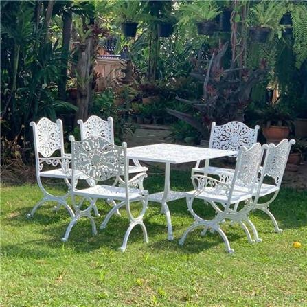 ชุดสนาม 6 ที่นั่ง AUNCHISAALLOY 114x76x70 ซม. สีขาว_1