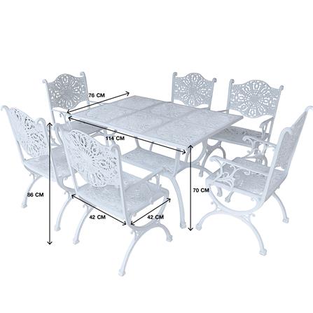 ชุดสนาม 6 ที่นั่ง AUNCHISAALLOY 114x76x70 ซม. สีขาว_2