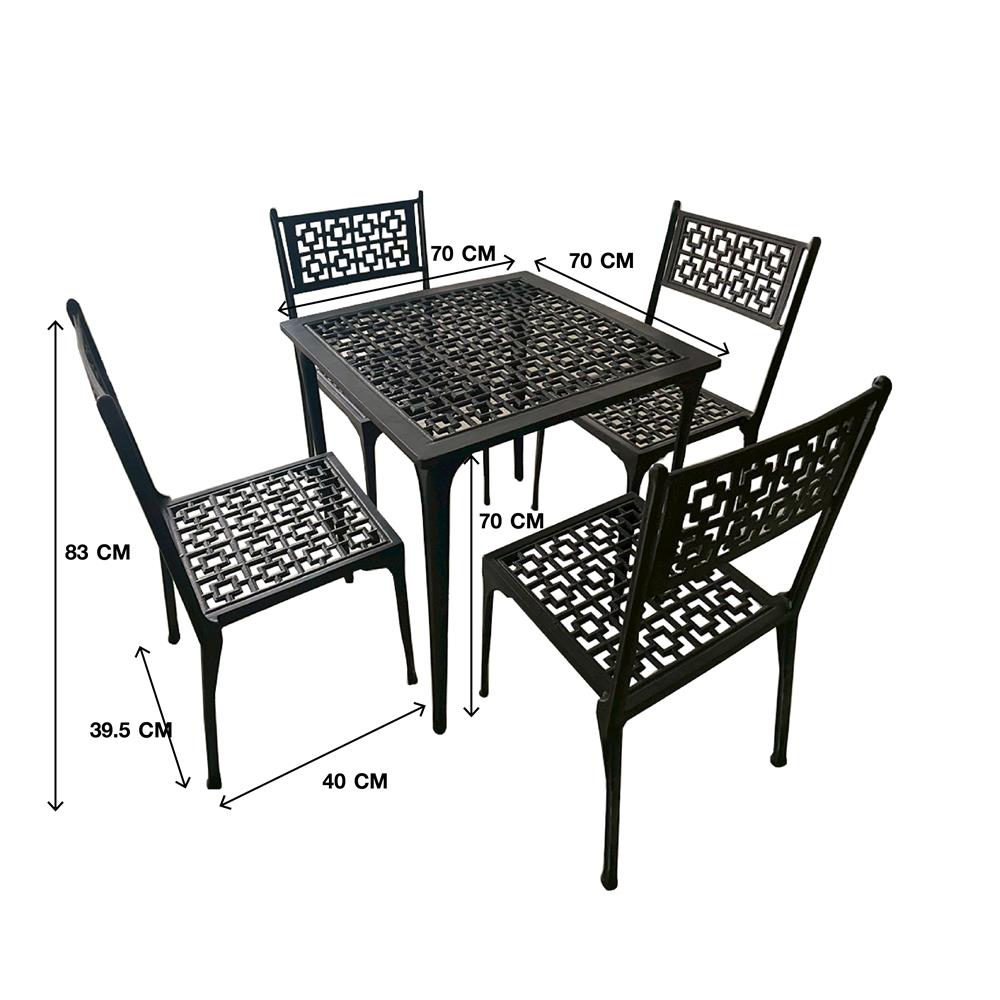 ชุดสนาม 4 ที่นั่ง AUNCHISAALLOY 70x70x70 ซม. สีดำ