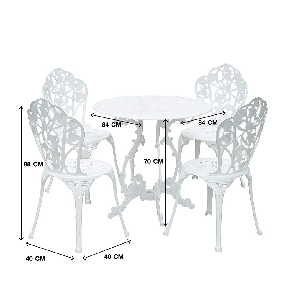 ชุดสนาม 4 ที่นั่ง AUNCHISAALLOY 84x84x70 ซม. สีขาว