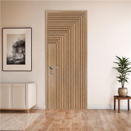 ประตูภายในโพลีสไตรีน ไม่เจาะลูกบิด LINEDEKOR 45DEGREE 80x200 ซม. สีสักด้าน_1