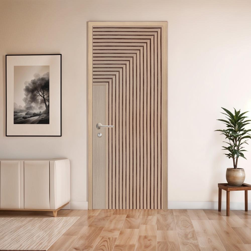 ประตูภายในโพลีสไตรีน ไม่เจาะลูกบิด LINEDEKOR 45DEGREE 70x200 ซม. สีบีช