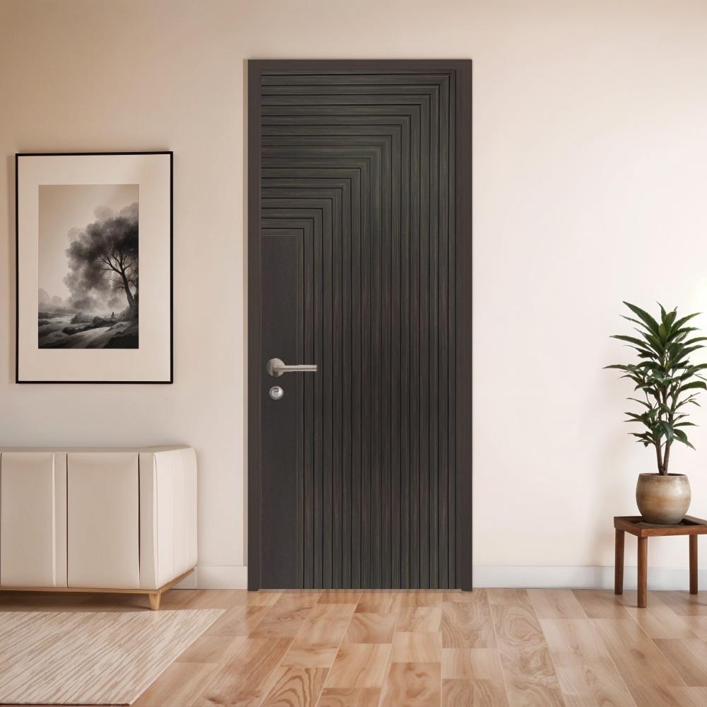 ประตูภายในโพลีสไตรีน ไม่เจาะลูกบิด LINEDEKOR 45DEGREE 90x200 ซม. สีโอ๊ค