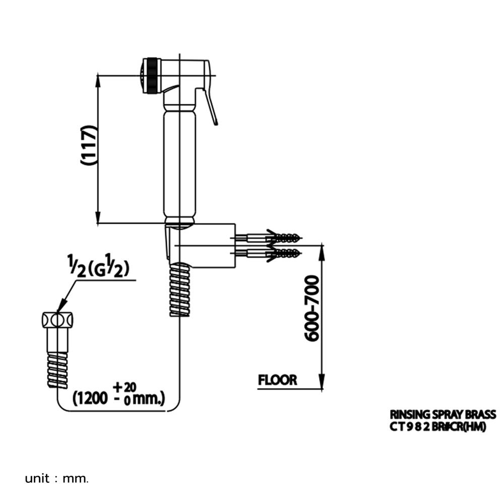 สายฉีดชำระครบชุด-โครม COTTO CT982BRCR