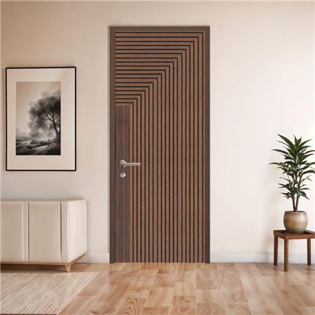 ประตูภายในโพลีสไตรีน ไม่เจาะลูกบิด LINEDEKOR 45DEGREE 80x200 ซม. สีโรสวู้ด_1