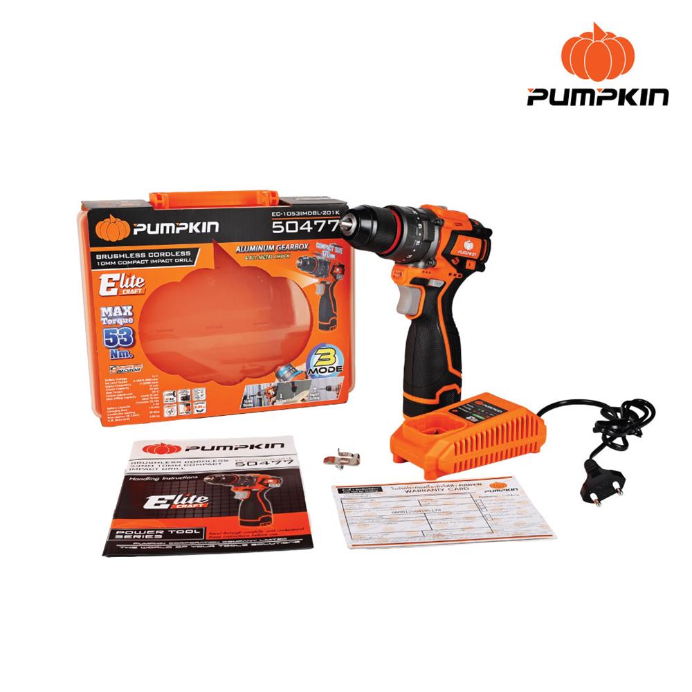 สว่านกระแทกไร้สาย (พร้อมแบตเตอรี่) PUMPKIN 50477 16 โวลต์