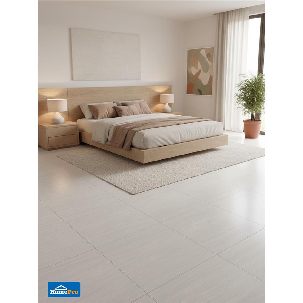 กระเบื้องพื้นพอร์ซเลน 60x60 ซม. COTTO คิม ขาว ซาติน PM 1.44 ตร.ม.