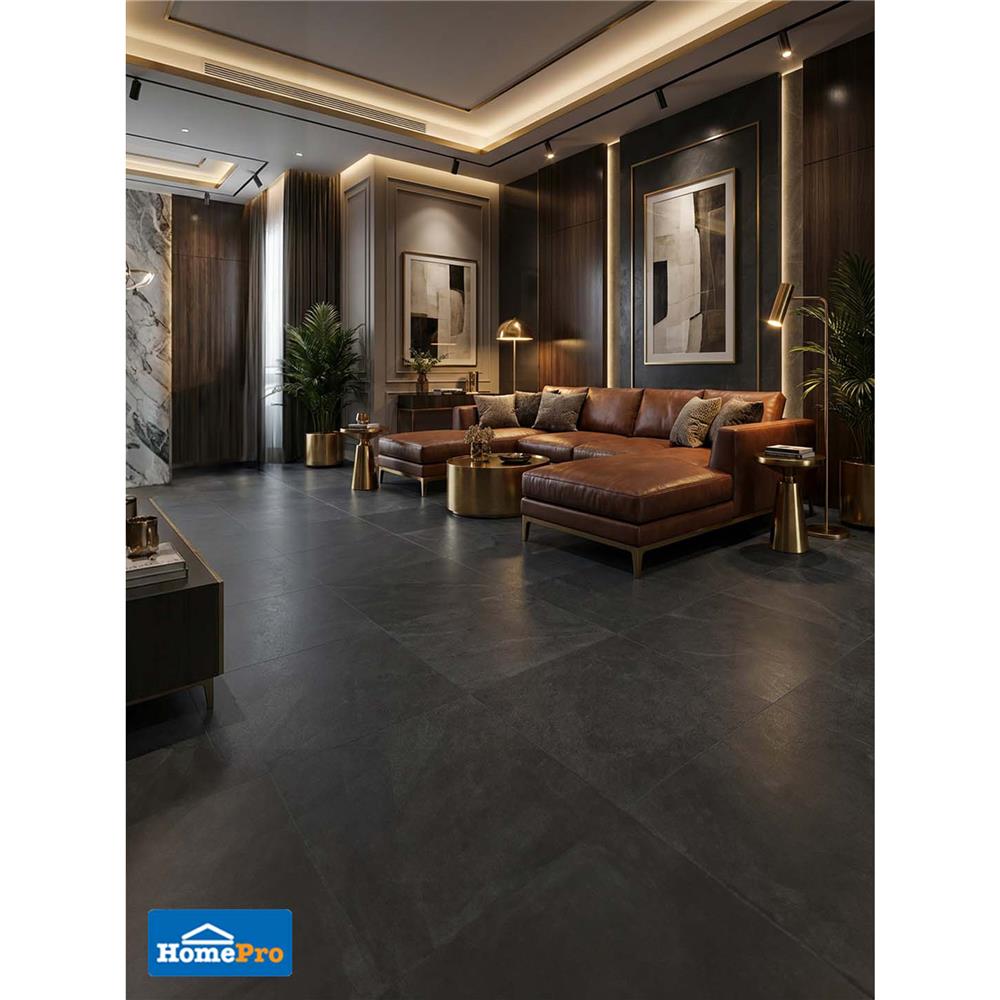 กระเบื้องพื้นพอร์ซเลน 60x60 ซม. COTTO พีโม ดำ ซาติน PM 1.44 ตร.ม.