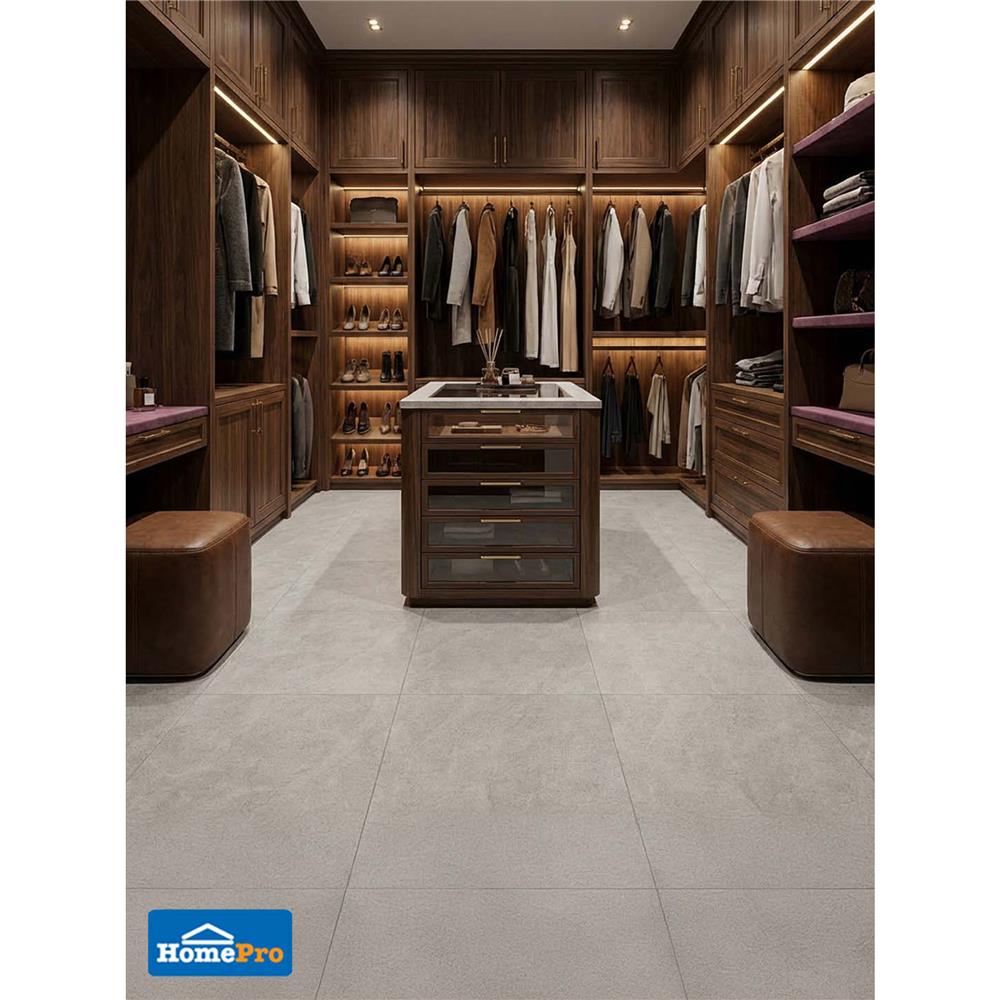 กระเบื้องพื้นพอร์ซเลน 60x60 ซม. COTTO พีโม วอร์ม เทา ซาติน PM 1.44 ตร.ม.