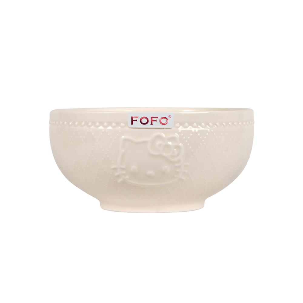 ชาม PORCELAIN 6 นิ้ว  FOFO KITTY VINTAGE สีครีม