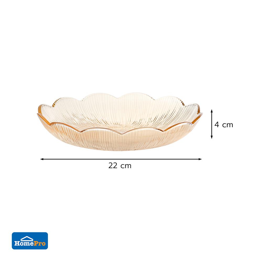 จานแก้ว 9 นิ้ว KECH FLOWER สีน้ำตาล