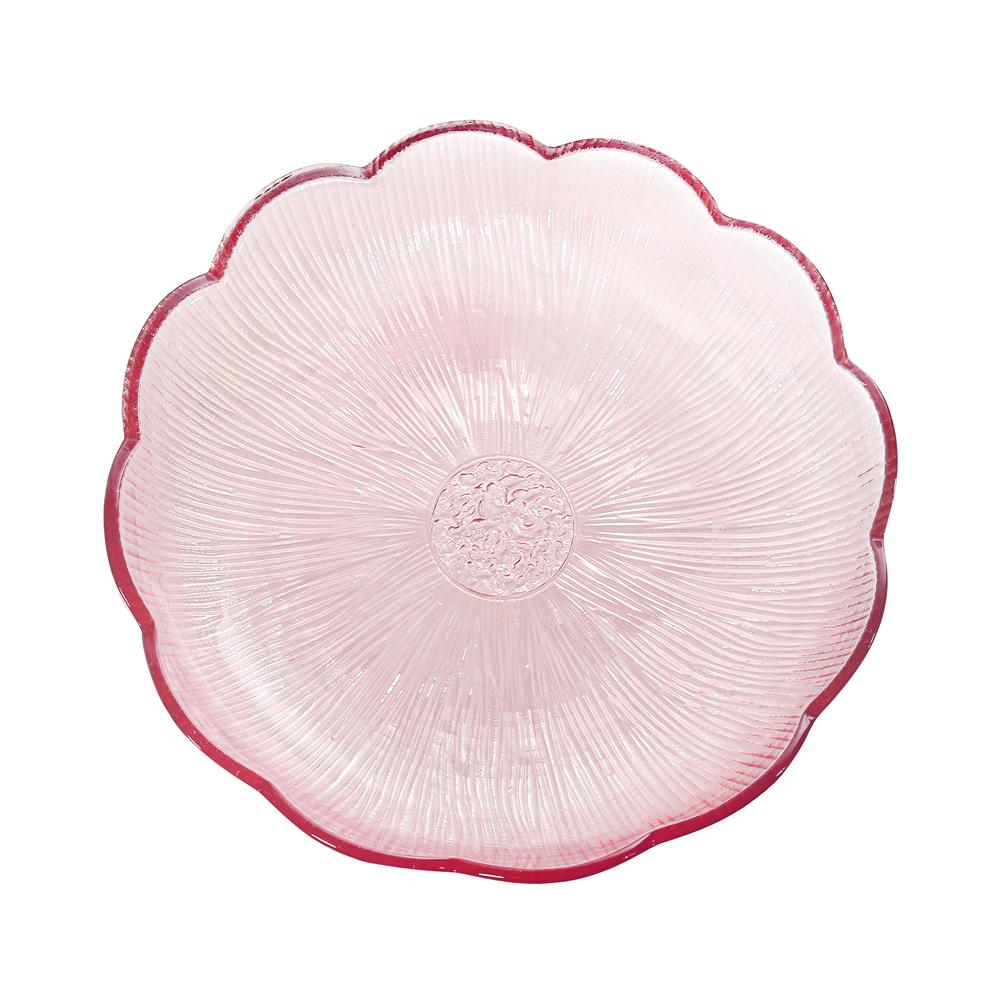 จานแก้ว 9 นิ้ว KECH FLOWER สีชมพู
