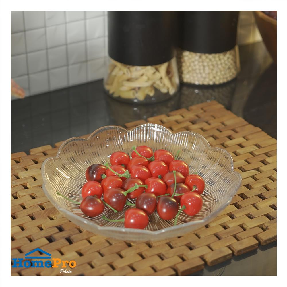 จานแก้ว 9 นิ้ว KECH FLOWER สีใส