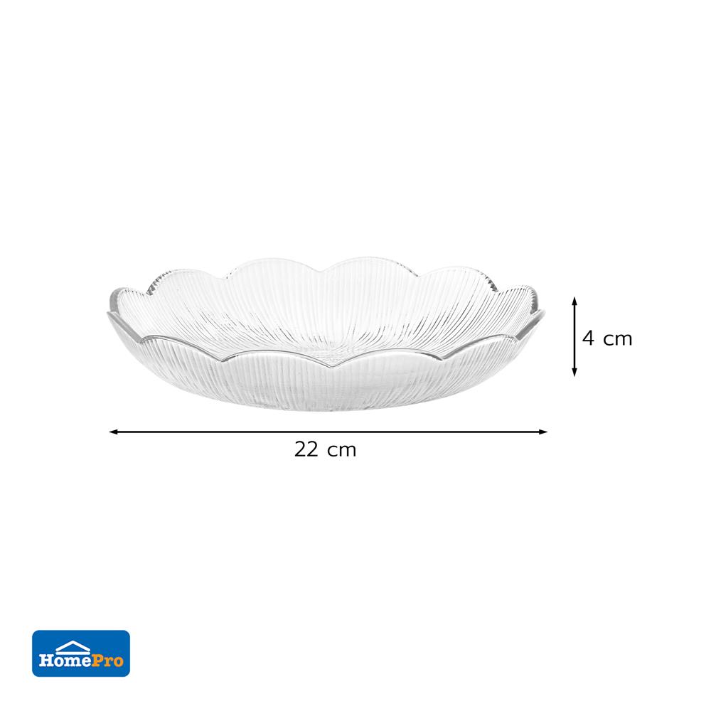 จานแก้ว 9 นิ้ว KECH FLOWER สีใส