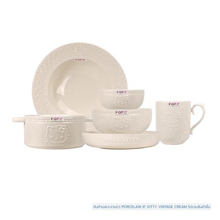 จานบัวลึก PORCELAIN 8 นิ้ว FOFO KITTY VINTAGE สีครีม_3