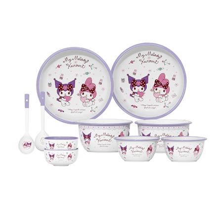 ชุดจานชาม PORCELAIN FOFO MY MELODY & KUROMI (10 ชิ้น)_0