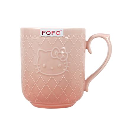 ถ้วยหู PORCELAIN 420 มล. FOFO KITTY VINTAGE สีชมพู_0