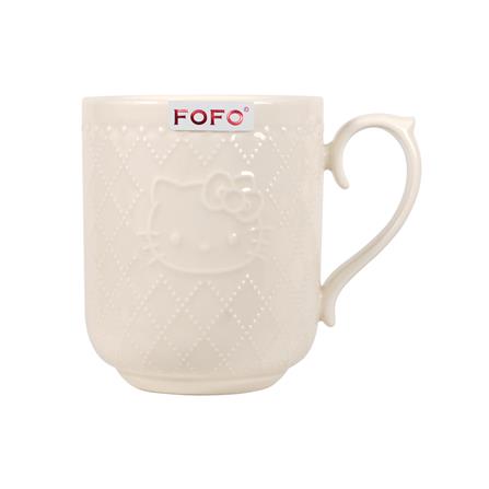 ถ้วยหู PORCELAIN 420 มล. FOFO KITTY VINTAGE สีครีม_0