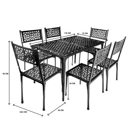 ชุดสนาม 6 ที่นั่ง AUNCHISAALLOY 118x72x64 ซม. สีดำ_2