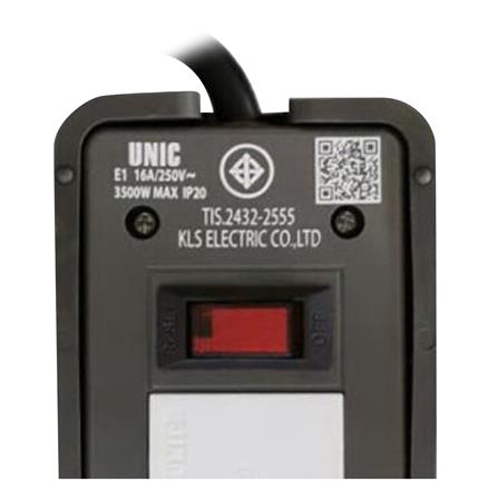 บล็อกยาง 1 ช่อง 1 สวิตซ์ UNIC E1-1 3500 วัตต์ 16 แอมป์ 3 เมตร สีขาว/ดำ_3