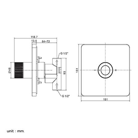 วาล์วฝังกำแพง AMERICAN STANDARD A-0925-440BK สีดำ_1