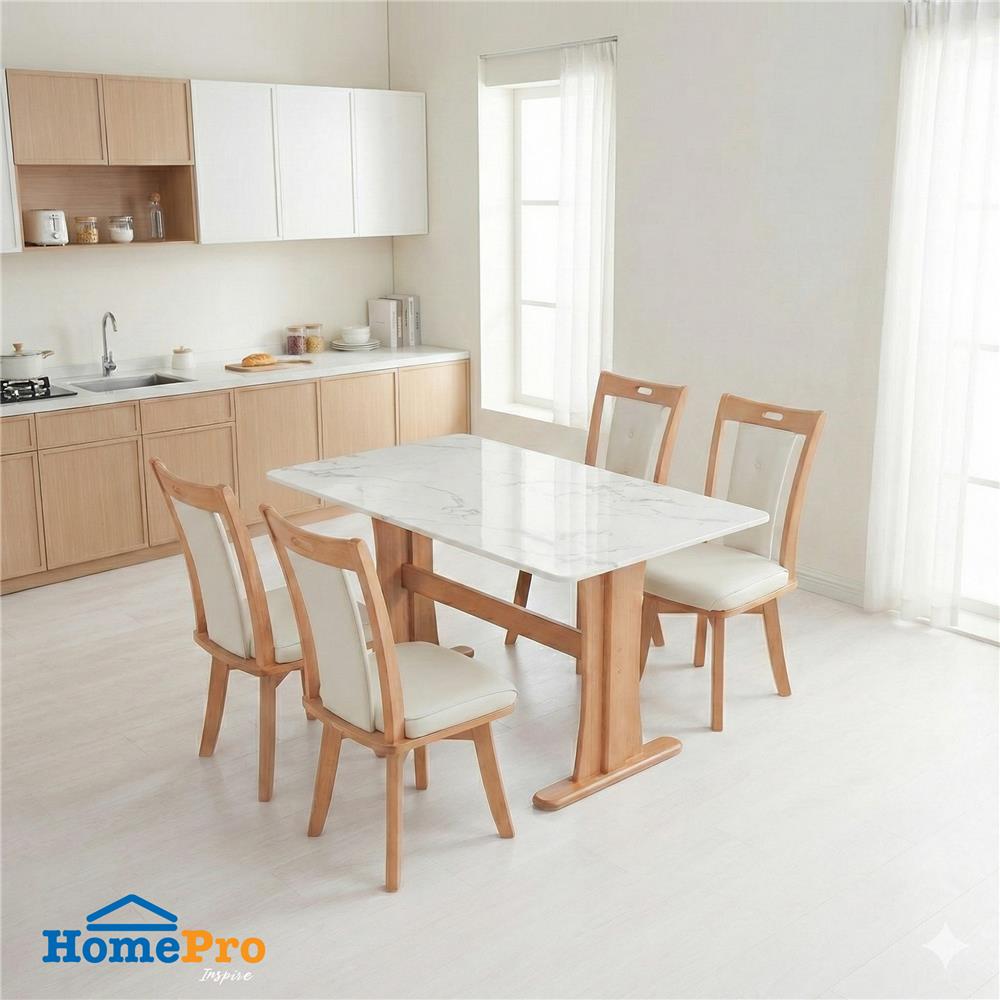 ชุดโต๊ะอาหาร 4 ที่นั่ง FURDINI PARAGON RUN สีน้ำตาล