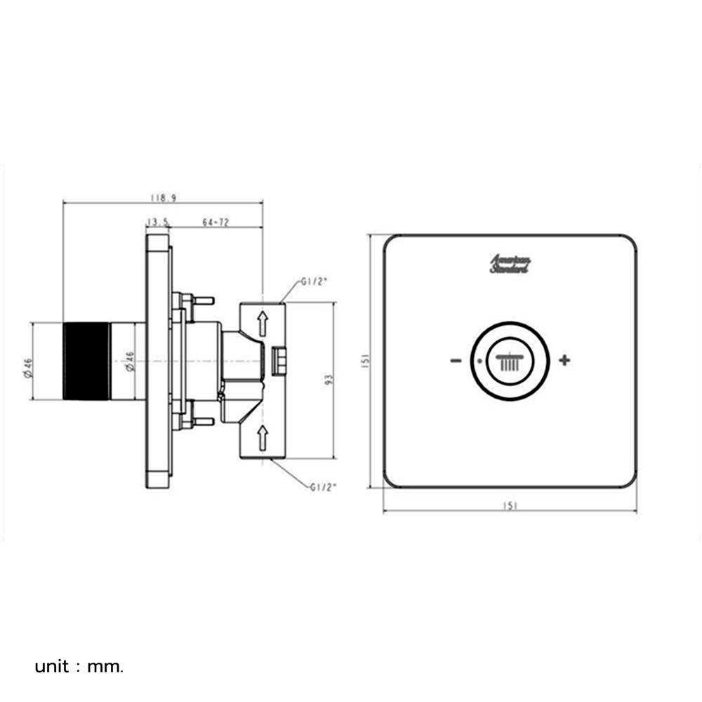 วาล์วฝังกำแพง AMERICAN STANDARD A-0926-440BK สีดำ
