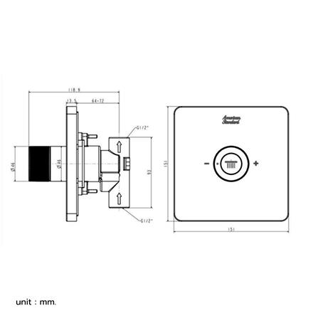 วาล์วฝังกำแพง AMERICAN STANDARD A-0926-440BK สีดำ_1