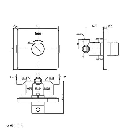 วาล์วฝังกำแพง AMERICAN STANDARD A-0930-440BK สีดำ_1