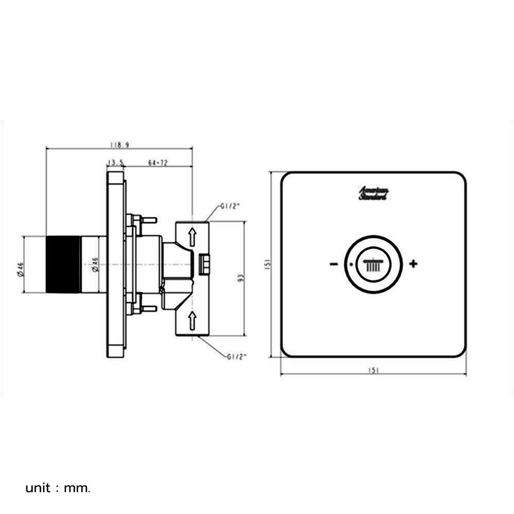 วาล์วฝังกำแพง AMERICAN STANDARD A-0926-440GL สีทอง