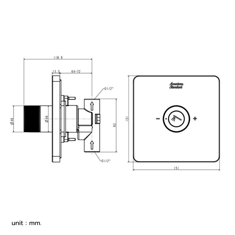 วาล์วฝังกำแพง AMERICAN STANDARD A-0925-440GL สีทอง