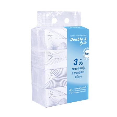 กระดาษเช็ดหน้า DOUBLE A CARE PURE & PREMIUM SOFT PACK 130 แผ่น (แพ็ก 4 ชิ้น)_0